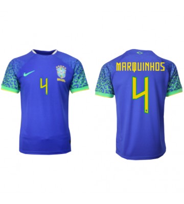 Lacne Muži Futbalové dres Brazília Marquinhos #4 MS 2022 Krátky Rukáv - Preč
